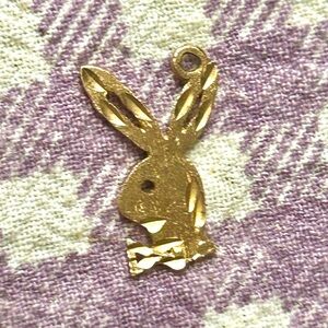 Solid 10K Gold Playboy Bunny Necklace Pendant Charm